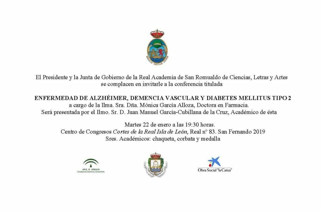 Conferencia: «Enfermedad de Alzhéimer, demencia vascular y diabetes mellitus tipo 2»