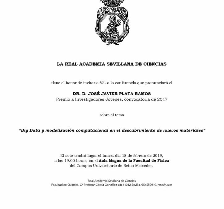 Conferencia: «Big Data y modelización computacional en el descubrimiento de nuevos materiales»