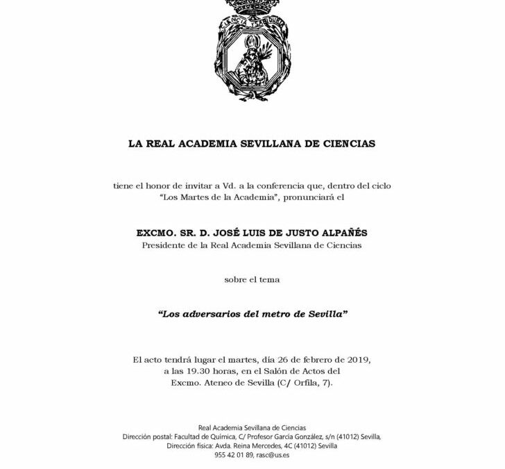 Conferencia: «Los adversarios del metro de Sevilla».