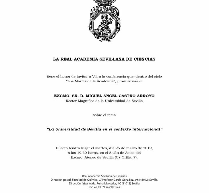 Conferencia: «La Universidad de Sevilla en el contexto internacional»