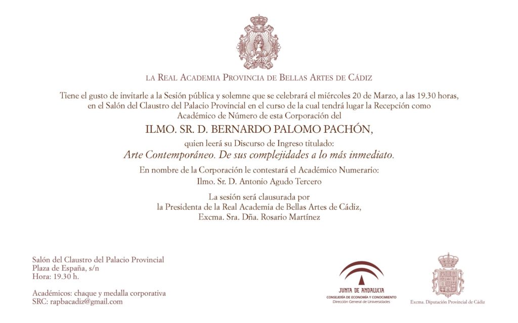 Recepción como Académico de Número del Ilmo. Sr. D. Bernardo Palomo Pachón