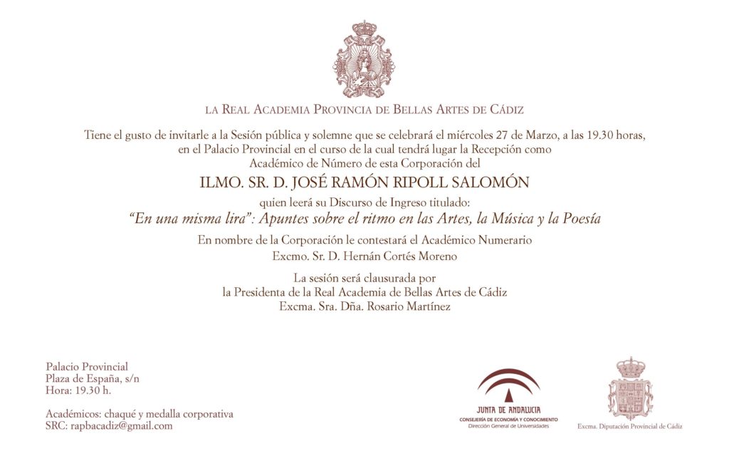 Recepción como Académico de Número del Ilmo. Sr. D. José Ramón Ripoll Salomón