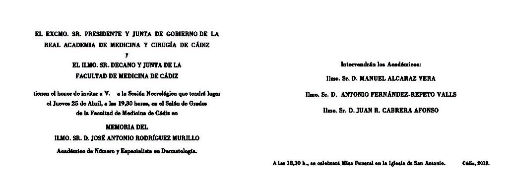 Sesión Necrológica en memoria del Ilmo. Sr. D. José Antonio Rodríguez Murillo