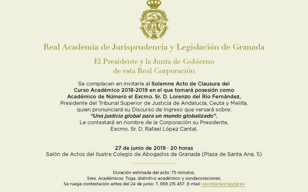 Solemne Acto de Clausura del Curso Académico 2018-2019