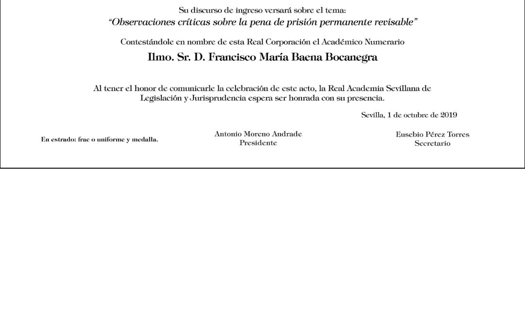 Recepción como Académico Numerario del Ilmo. Sr. D. José Manuel de Paúl Velasco