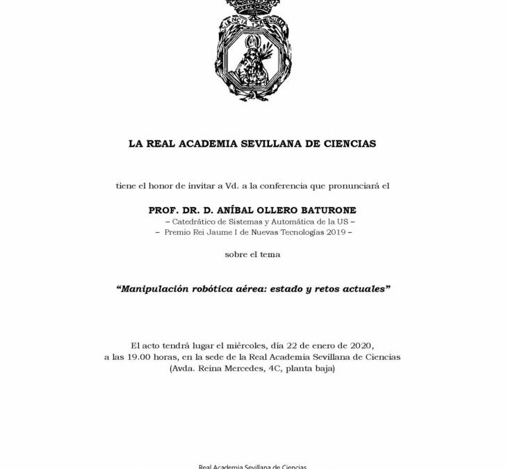 Conferencia: «Manipulación robótica aérea: estado y retos actuales»