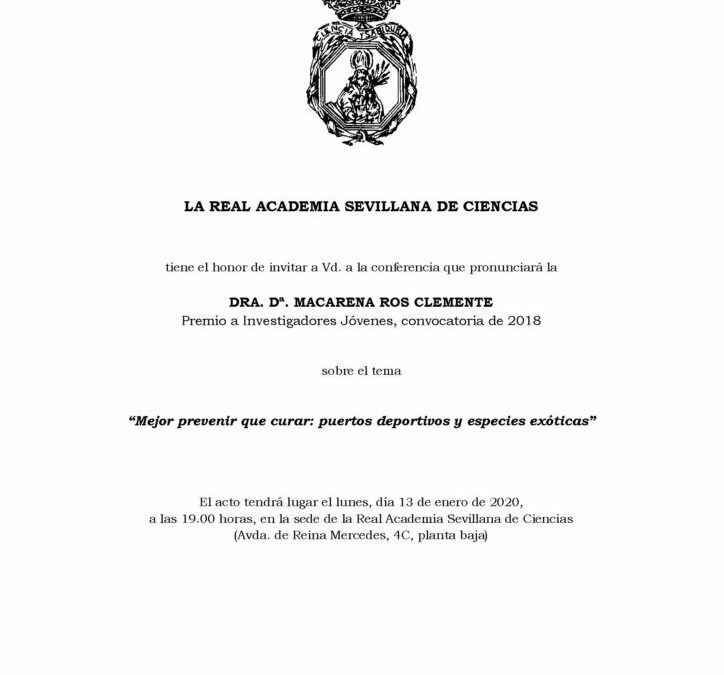 Conferencia: «Mejor prevenir que curar: puertos deportivos y especies exóticas»