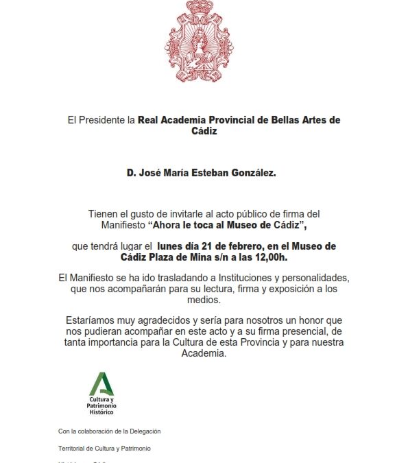 Firma del Manifiesto «Ahora le toca al Museo de Cádiz»