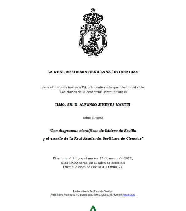 «Los martes de la Academia» conferencia: Los diagramas científicos de Isidoro de Sevilla y el escudo de la Real Academia Sevillana de Ciencias