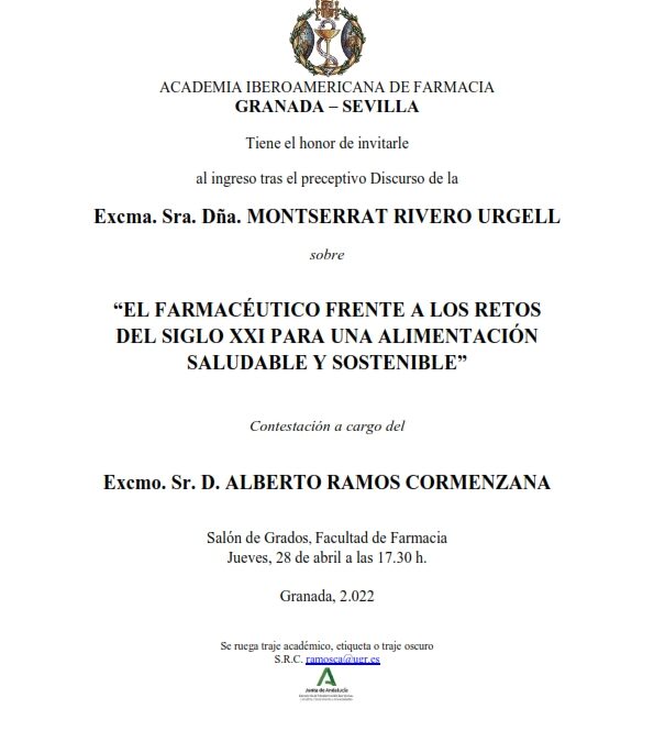 Ingreso como Académica Correspondiente de la Excma. Sra. Dª. Montserrat Rivero Urgell