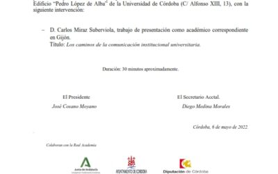 Trabajo de presentación como Académico correspondiente en Gijón de D. Carlos Miraz Suberviola