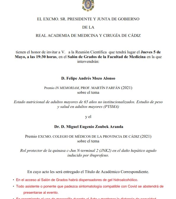 Recepción como Académico Correspondiente del Ilmo. Sr. D. Felipe Andrés Mozo Alonso y del Ilmo. Sr. D. Miguel Eugenio Zoubek Aranda
