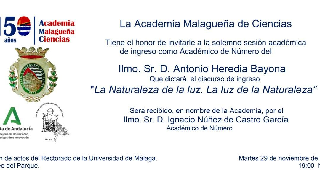 Ingreso como Académico de Número del Ilmo. Sr. D. Antonio Heredia Bayona