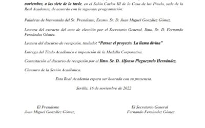 Sesión de Recepción como Académico Numerario del electo Ilmo. Sr. D. Francisco Torres Martínez