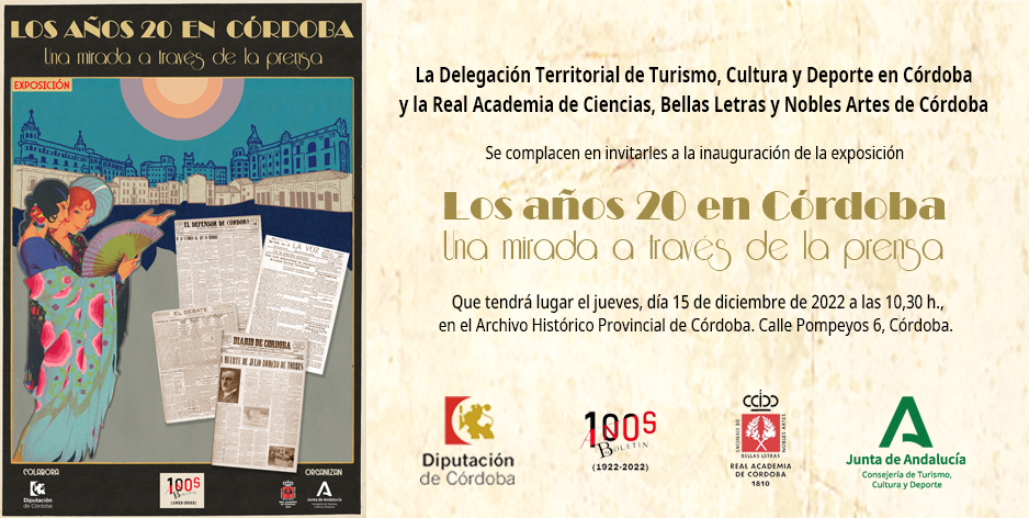 Inauguración de la exposición: «Los años 20 en Córdoba. Una mirada a través de la prensa»