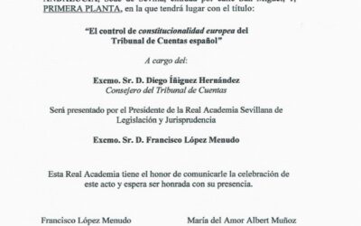 Conferencia: «El control de constitucionalidad europea del Tribunal de Cuentas español» a cargo del Excmo. Sr. D. Diego Íñiguez Hernández