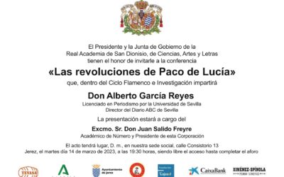 Conferencia: «Las revoluciones de Paco de Lucía» por D. Alberto García Reyes