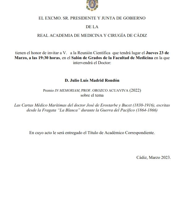 Reunión Científica con la intervención del Doctor D. Julio Luis Madrid Rondón