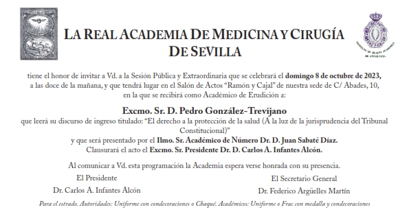 Recepción como Académico de Erudición al Excmo. Sr. D. Pedro González-Trevijano