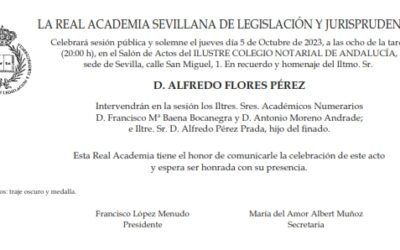 Sesión necrológica en recuerdo y homenaje del Ilmo. Sr. D. Alfredo Flores Pérez