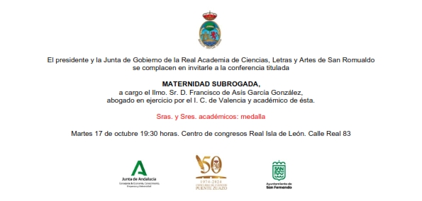 Conferencia: «Maternidad subrogada» a cargo del Ilmo. Sr. D. Francisco de Asís García González