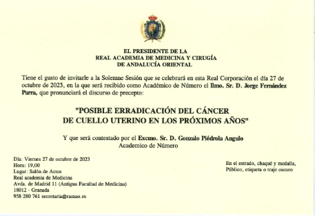 Recepción como Académico de Número del Ilmo. Sr. D. Jorge Fernández Parra