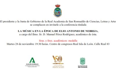 Conferencia: «La música en la época de Elio Antonio de Nebrija» a cargo del Ilmo. Sr. D. Manuel Pérez Rodríguez