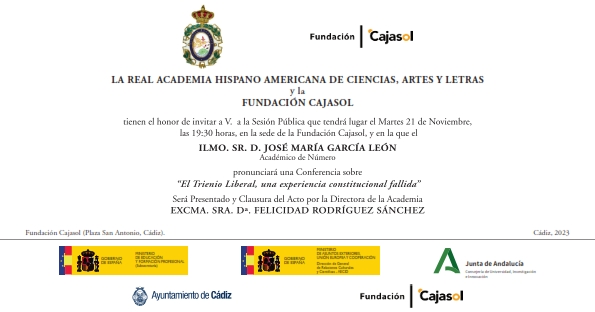 Conferencia: «El Trienio Liberal, una experiencia constitucional fallida» por el Ilmo. Sr. D. José María García León