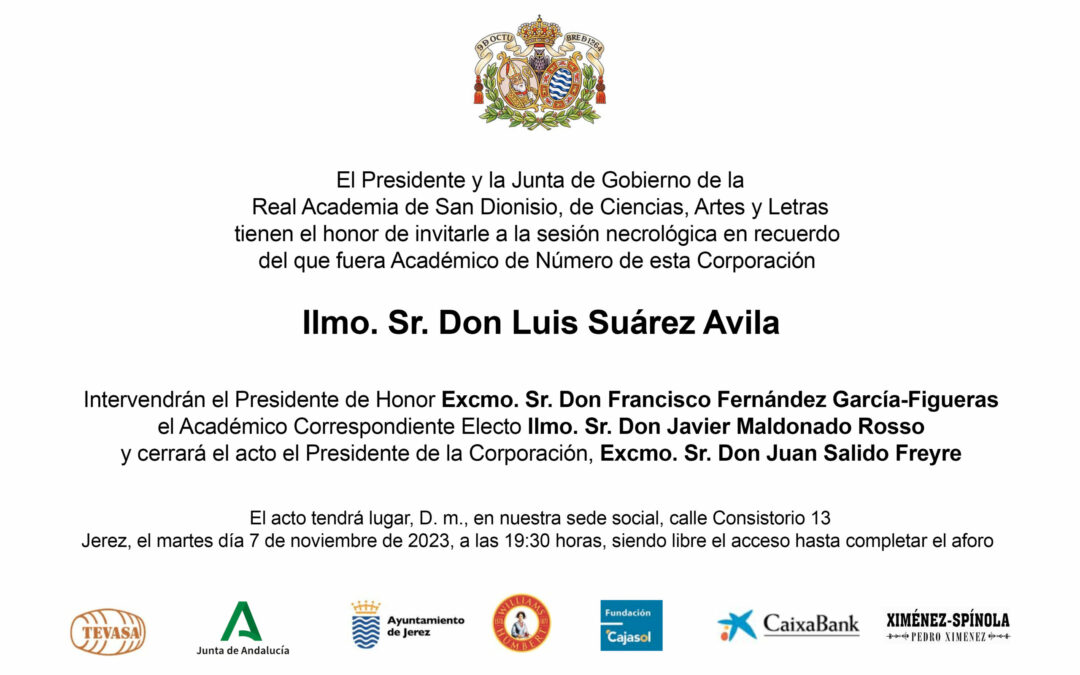 Sesión necrológica en memoria del Ilmo. Sr. D. Luis Suárez Ávila
