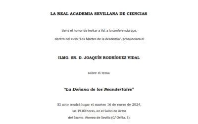 Conferencia dentro del ciclo «Los Martes de la Academia» que pronunciará el Ilmo. Sr. D. Joaquín Rodríguez Vidal