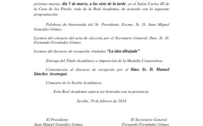 Sesión de recepción como Académico Numerario del electo Ilmo. Sr. D. Daniel Bilbao Peña