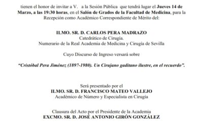 Recepción como Académico Correspondiente de Mérito del Ilmo. Sr. D. Carlos Pera Madrazo