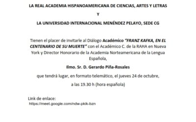 Diálogo Académico «Franz Kafka, en el centenario de su muerte» con el Ilmo. Sr. D. Gerardo Piña-Rosales