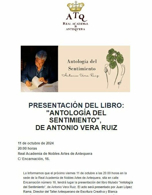 Presentación del libro «Antología del sentimiento» de Antonio Vera Ruiz