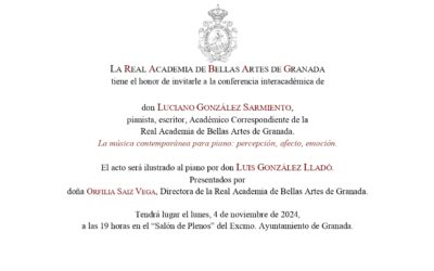 Conferencia interacadémica: «La música contemporánea para piano: percepción, afecto, emoción» por D. Luciano González Sarmiento