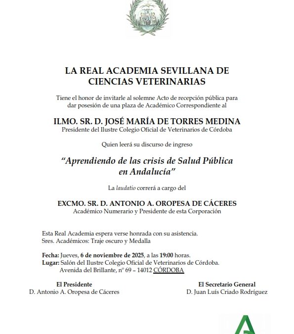 Toma de posesión como Académico Correspondiente del Ilmo. Sr. D. José María de Torres Medina