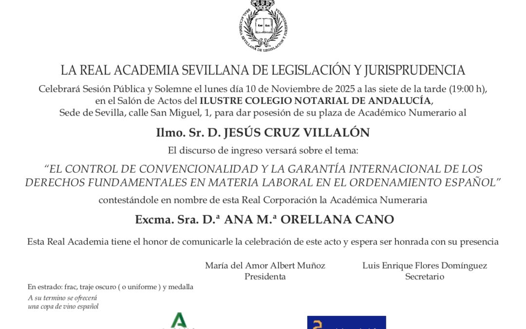 Toma de posesión como Académico Numerario del Ilmo. Sr. D. Jesús Cruz Villalón